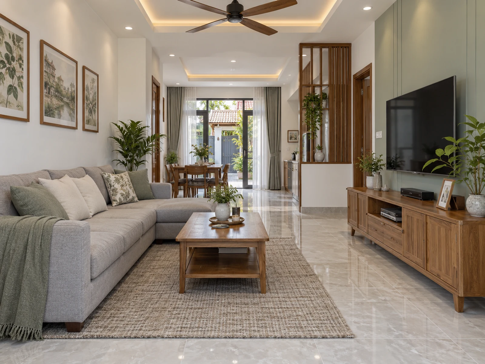 Biệt thự mái Thái 3 tầng sân vườn — phong khach