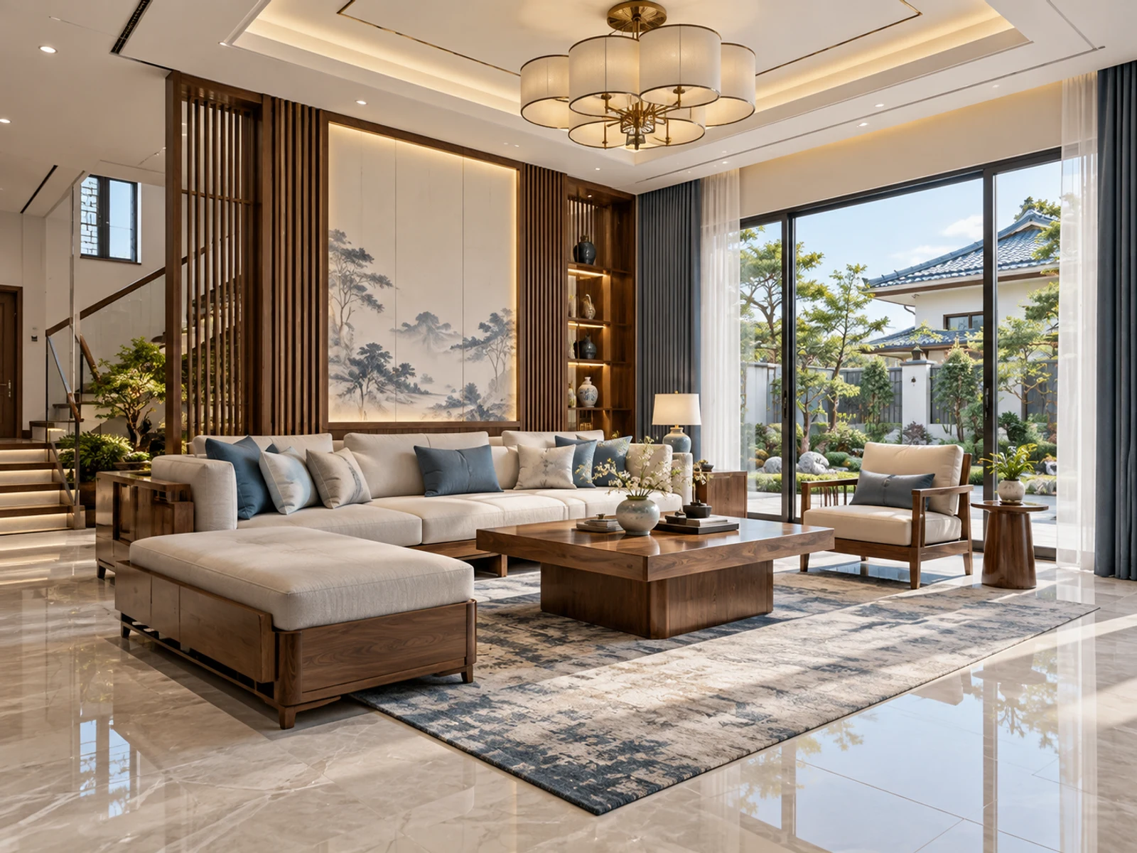 Biệt thự mái Nhật 2 tầng hiên sâu thoáng — phong khach