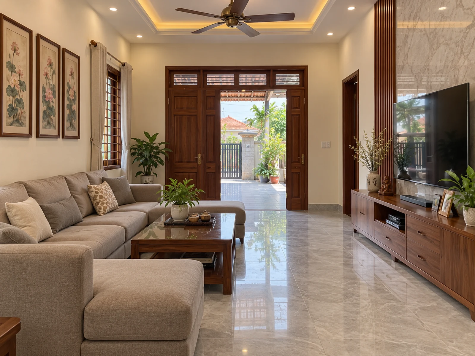 Biệt thự mái Thái 3 tầng hiện đại, hiên sâu thoáng mát — phong khach