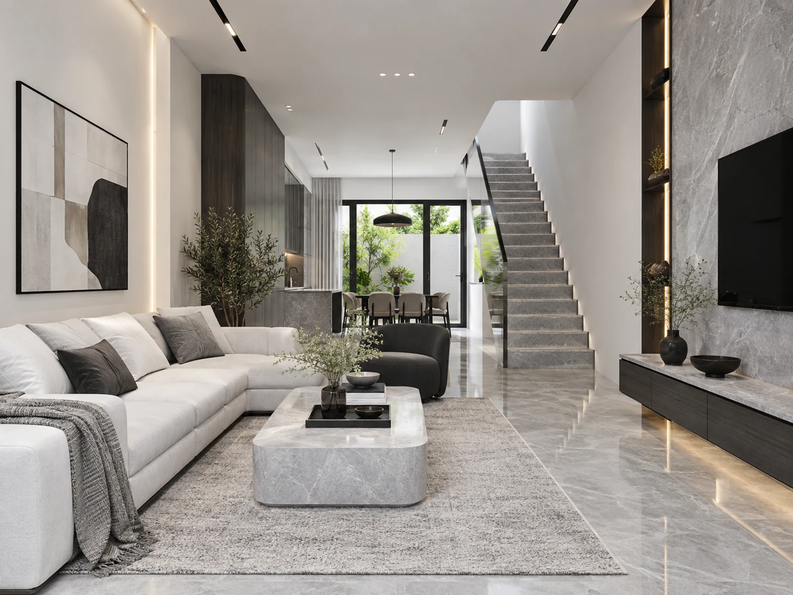 Liền kề 4 tầng mái bằng anh Đức — phong khach