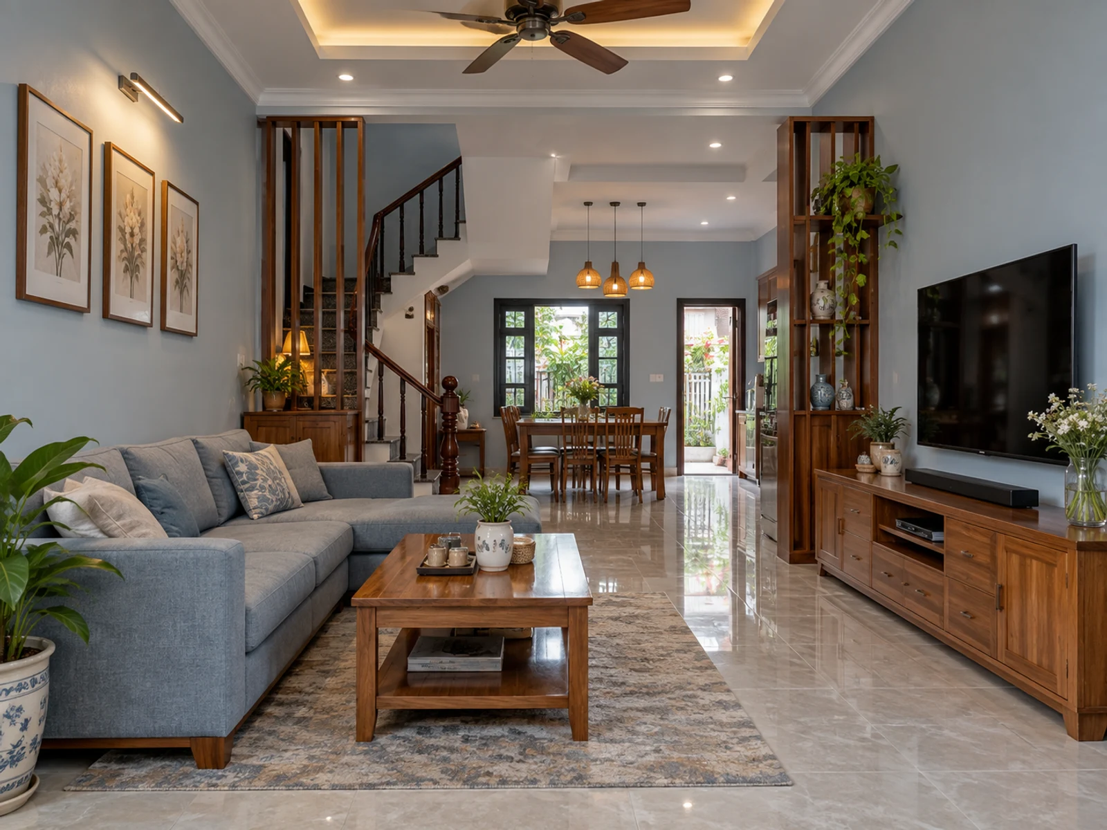 Nhà mái Thái 3 tầng mặt tiền 8m — phong khach