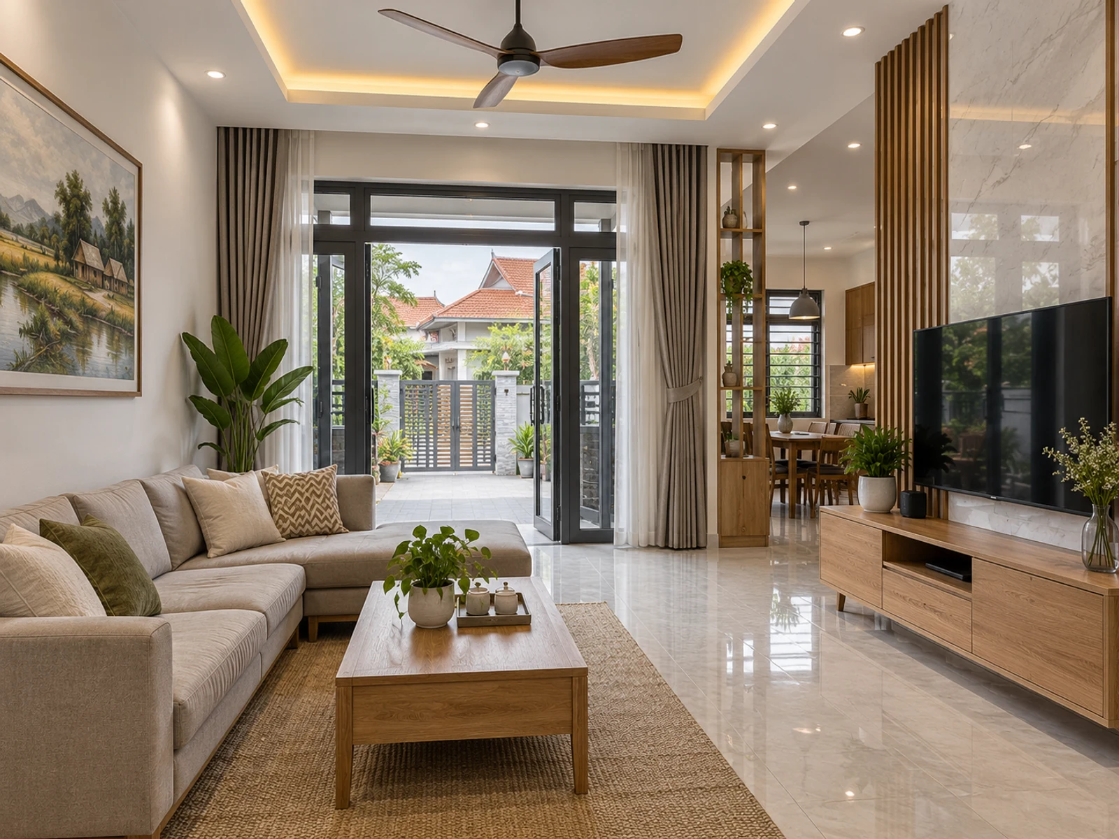 Biệt thự mái Thái 2 tầng có gara — phong khach