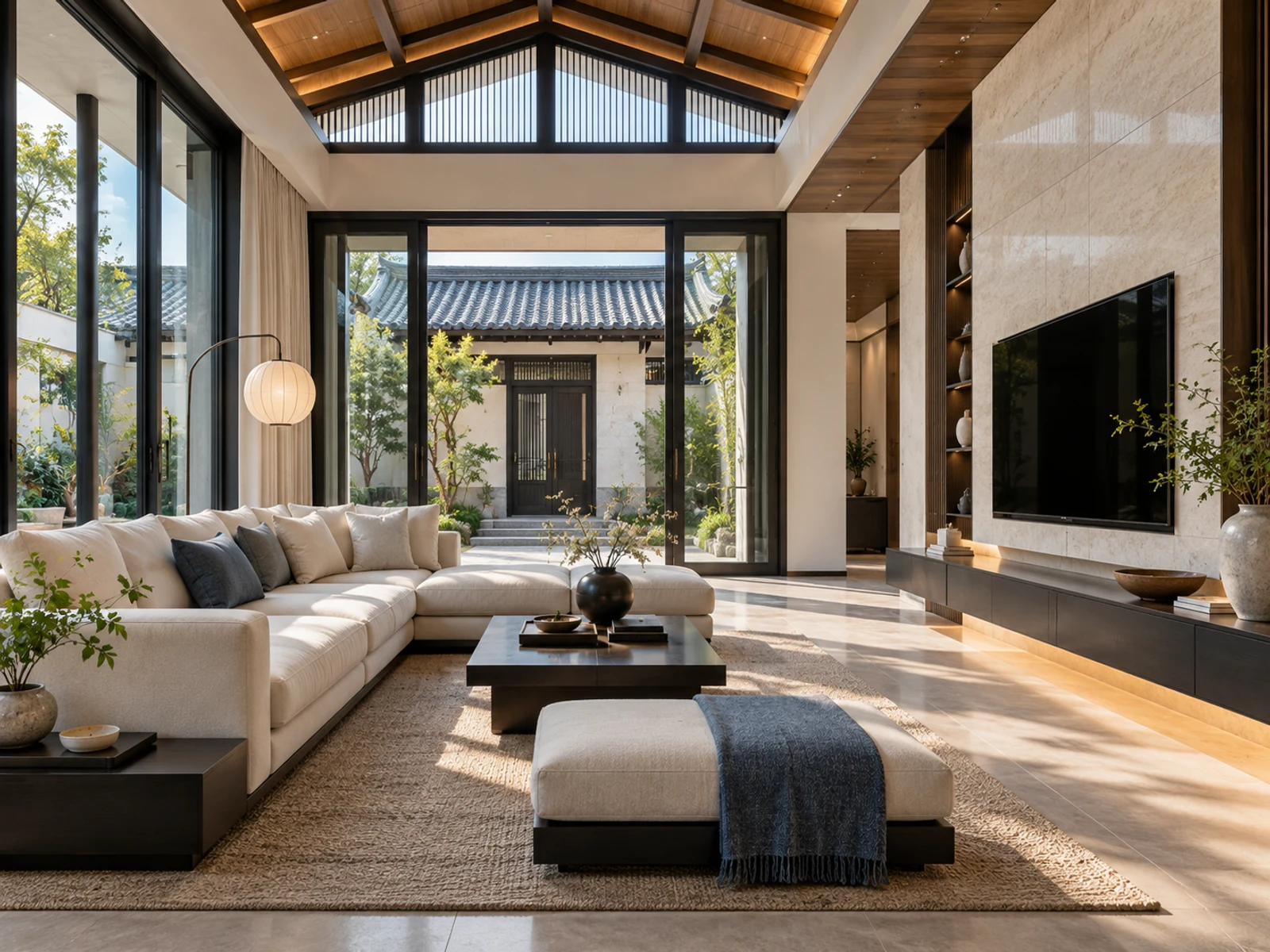 Biệt thự mái Nhật 2 tầng vườn Nhật — phong khach