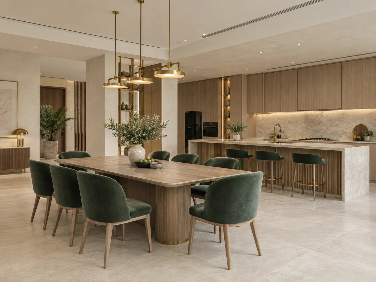 Biệt thự hiện đại chú Minh tại Dương Nội — bếp và bàn ăn