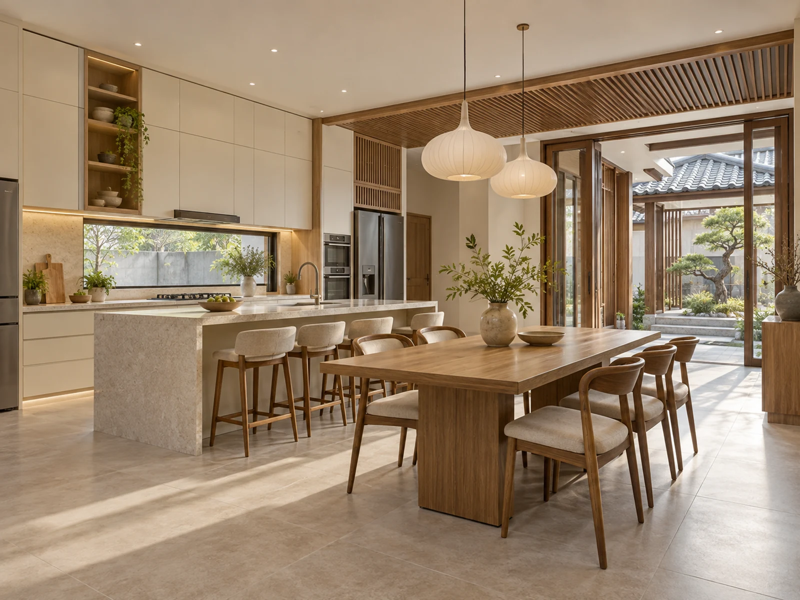 Biệt thự mái Nhật 2 tầng vườn Nhật — bep ban an