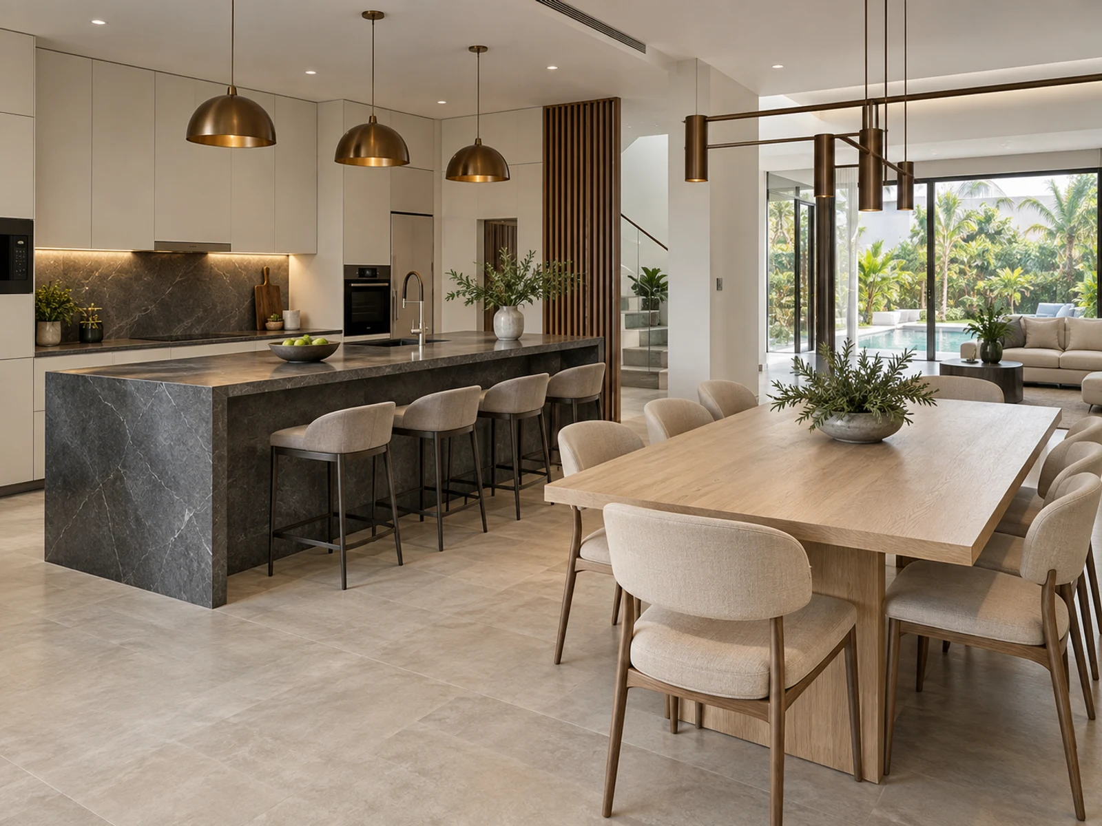 Biệt thự hiện đại 3 tầng không gian mở — bếp và bàn ăn