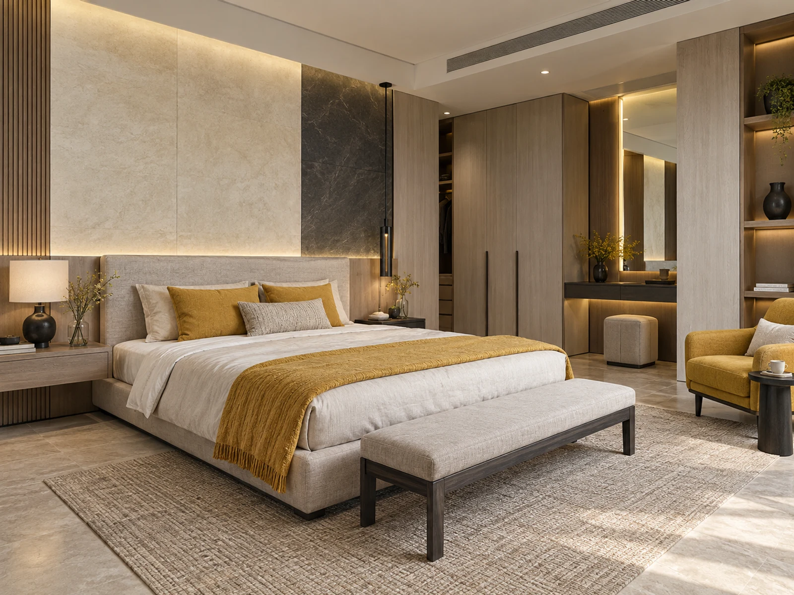 Villa hiện đại không gian mở — phòng ngủ master