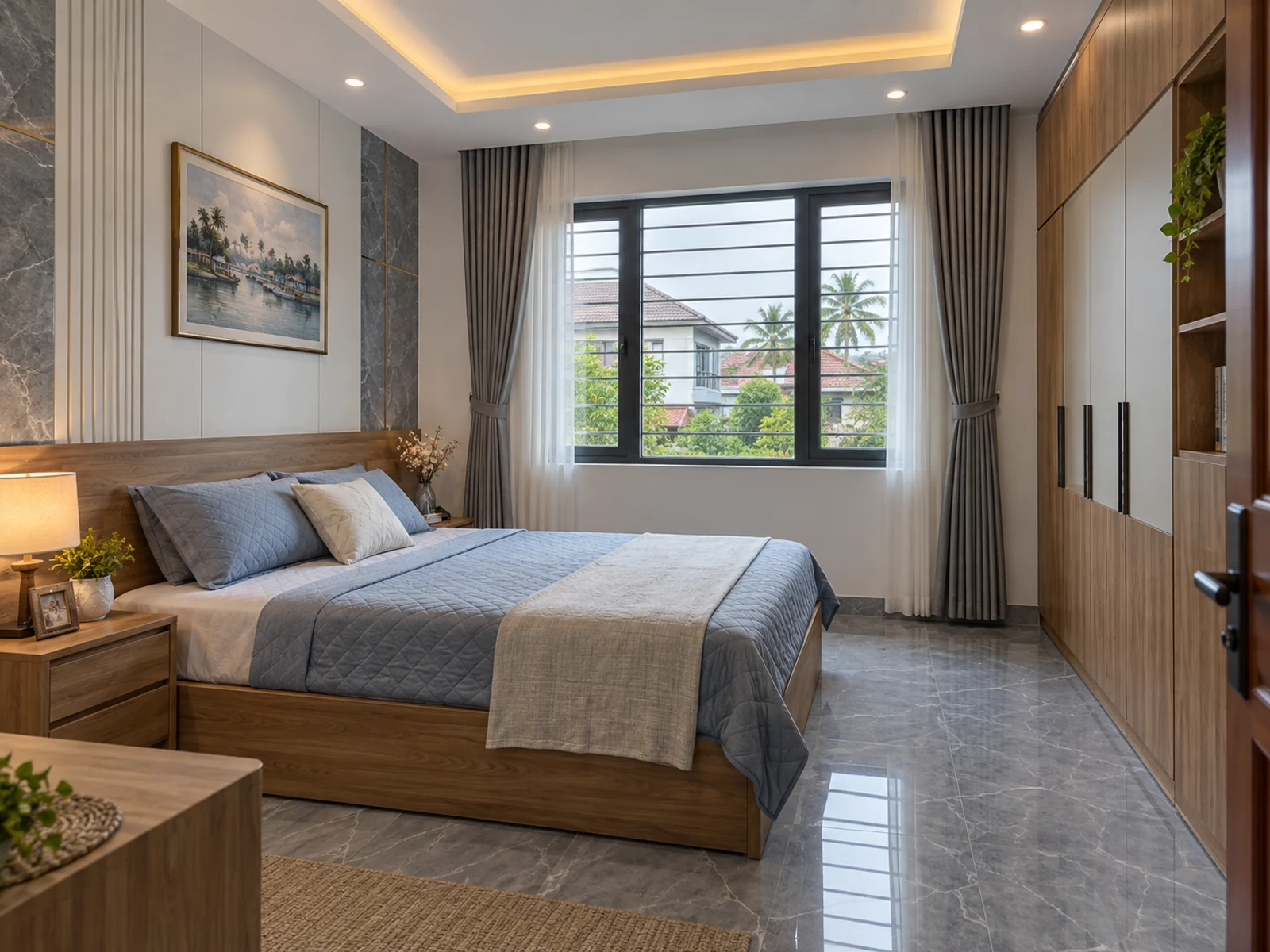 Nhà mái Thái 1 tầng chữ L sân trước rộng — phong ngu master