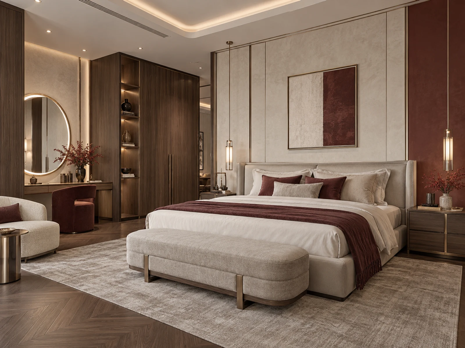 Villa hiện đại ban công cong — phòng ngủ master