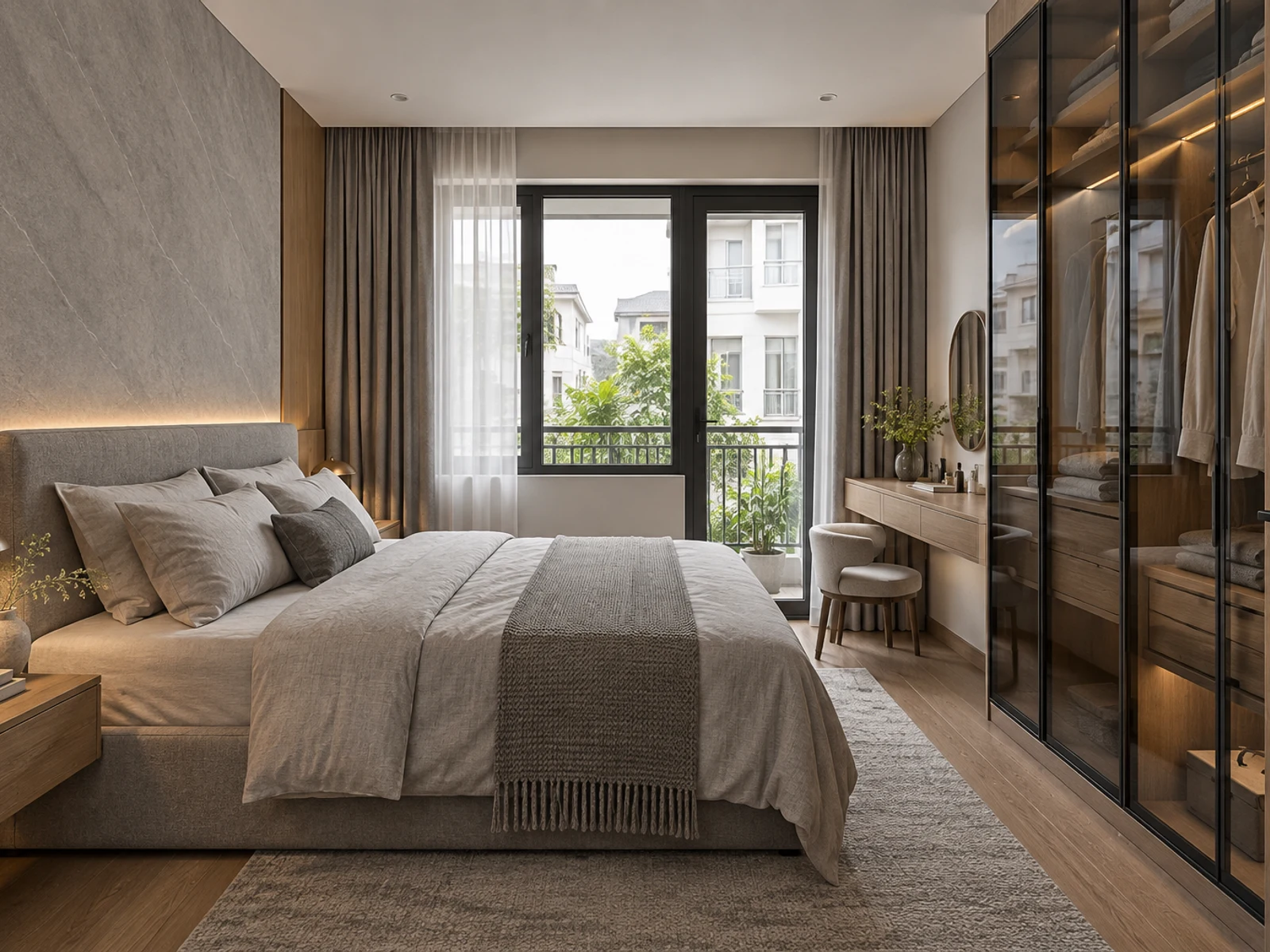 Nhà 3 tầng hiện đại sân trước rộng — phòng ngủ master
