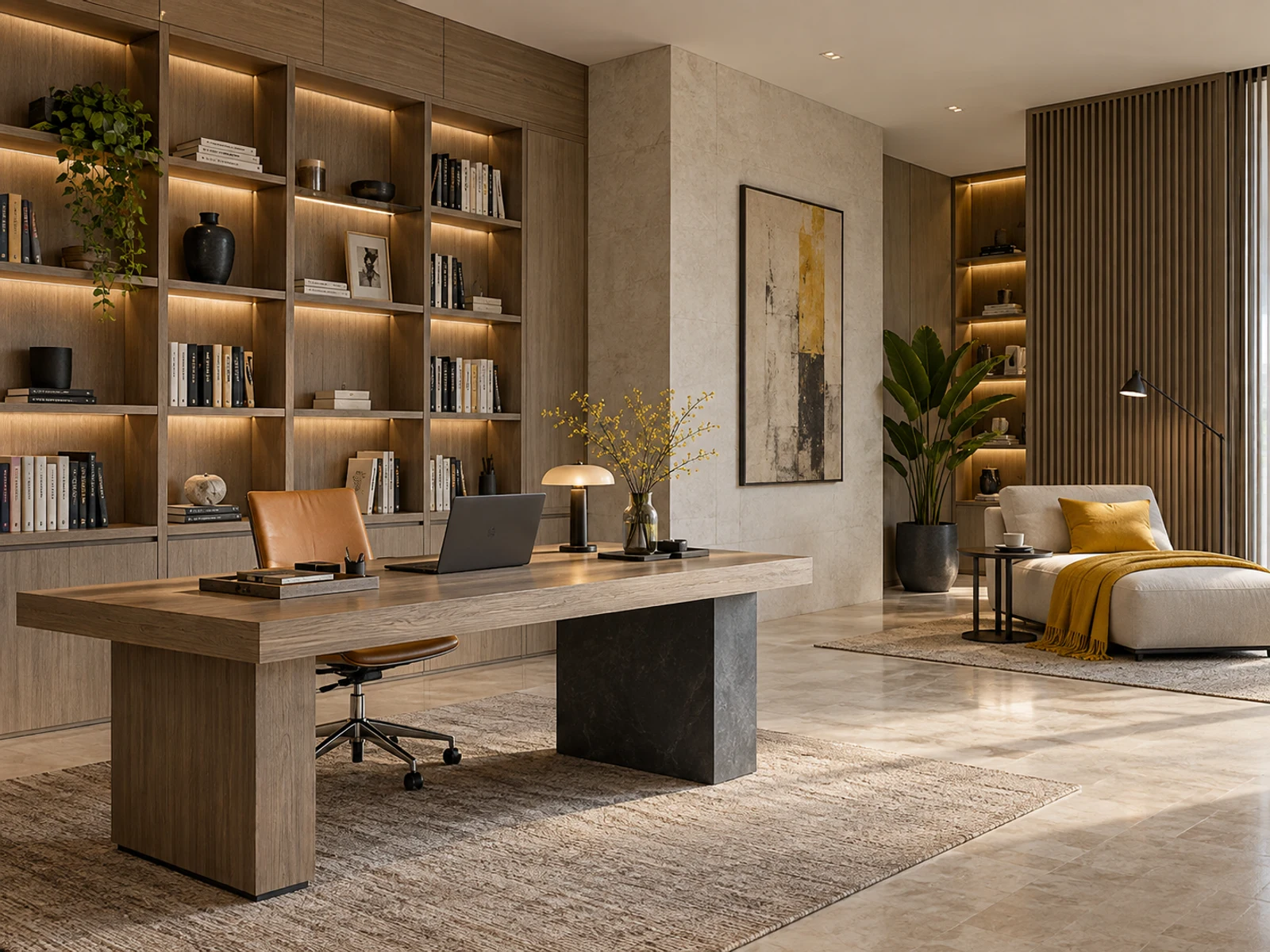 Villa hiện đại không gian mở — góc làm việc
