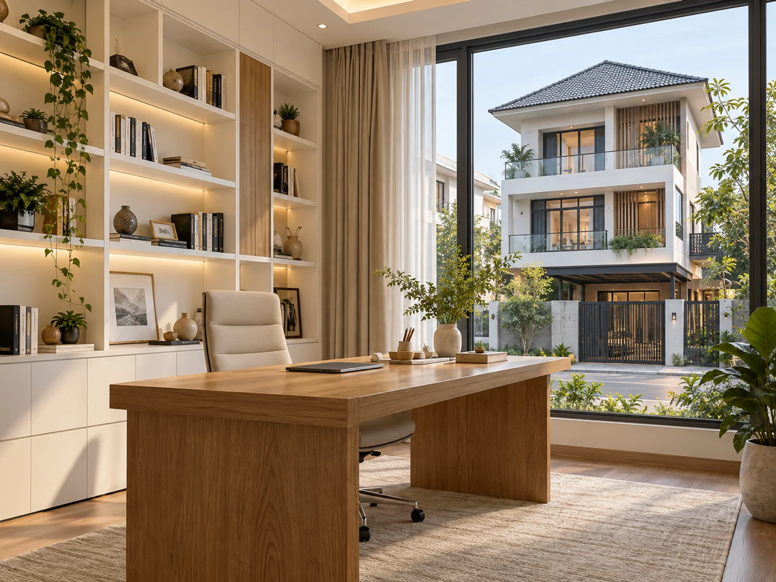 Nhà mái Nhật 3 tầng tối giản hiện đại — goc lam viec
