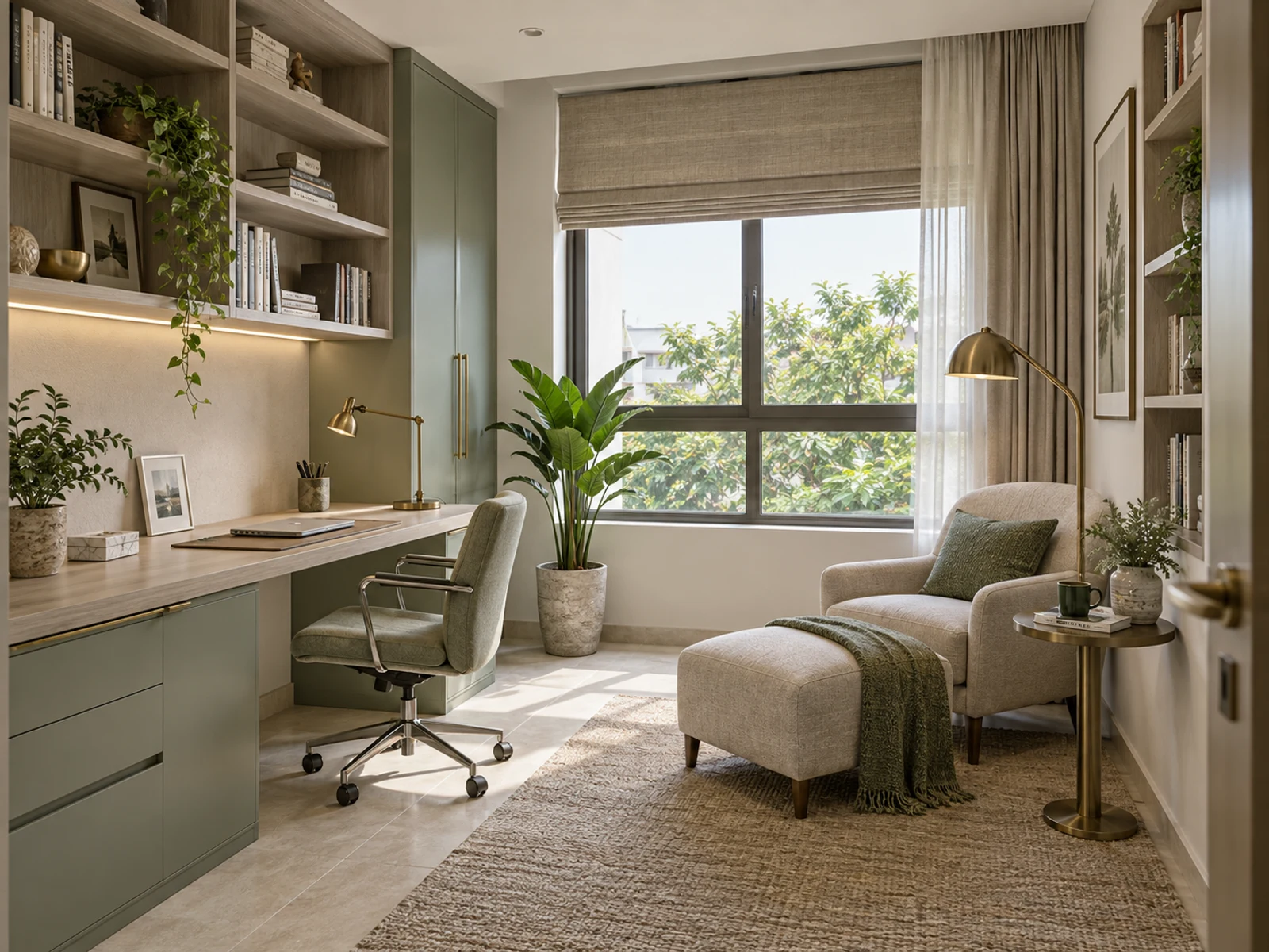 Nhà 2 tầng hiện đại sân trước rộng — góc làm việc