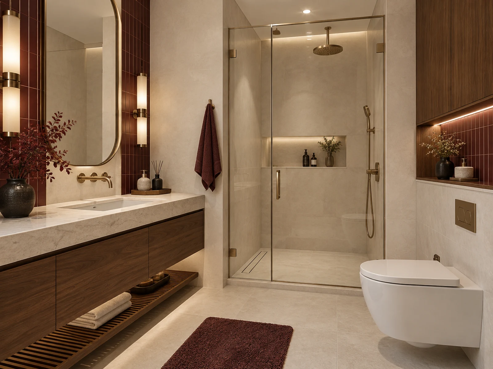 Villa hiện đại ban công cong — phòng tắm
