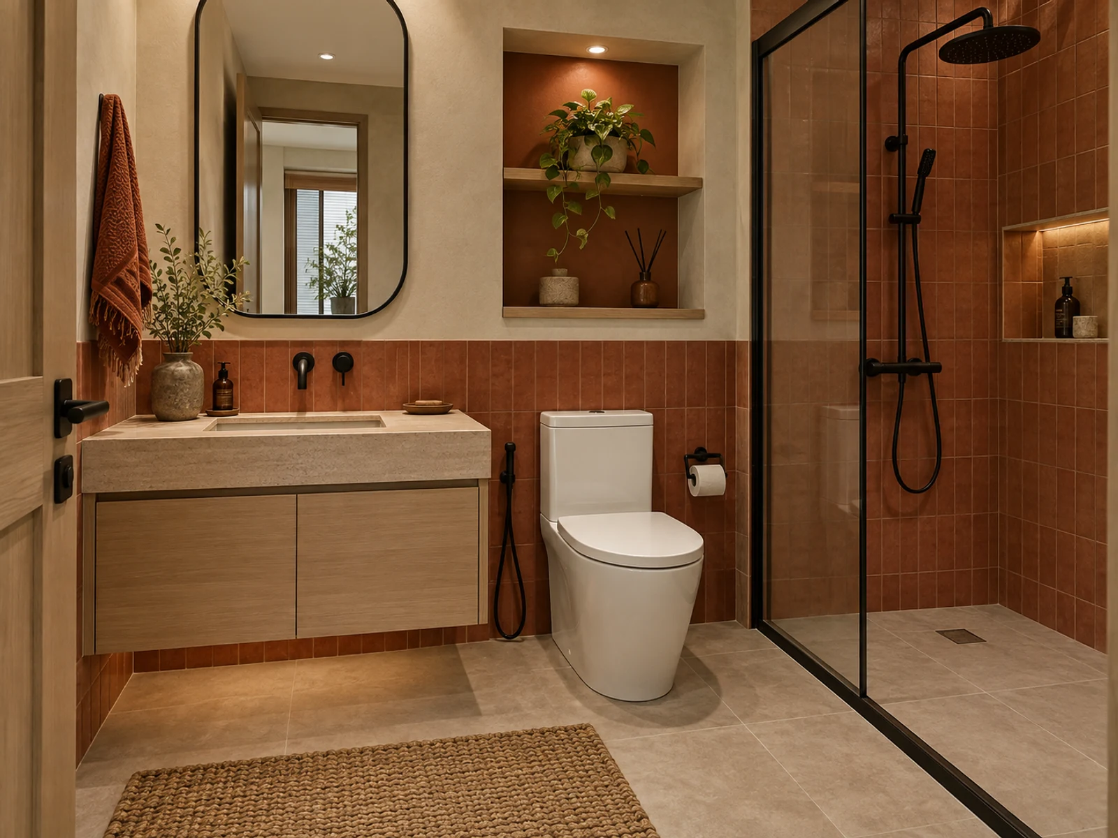 Nhà 2 tầng phong cách tối giản — phòng tắm