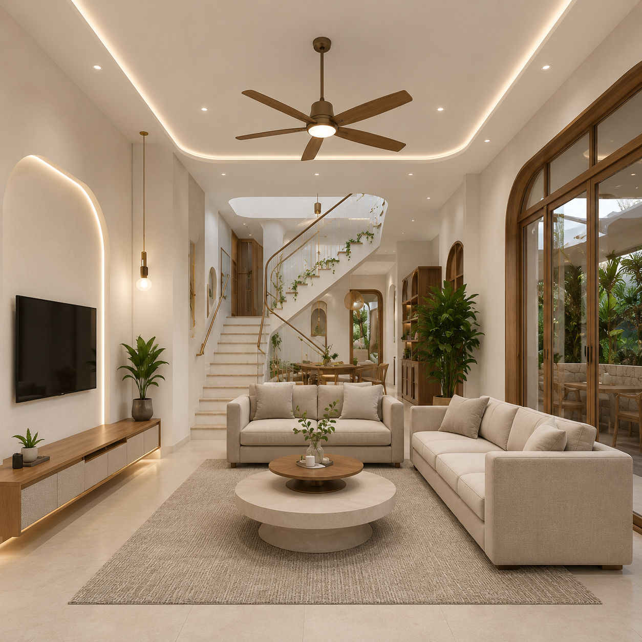 Thiết kế nhà vườn 2 tầng cửa sổ tròn terracotta Organic Curve 2024 - ảnh 4