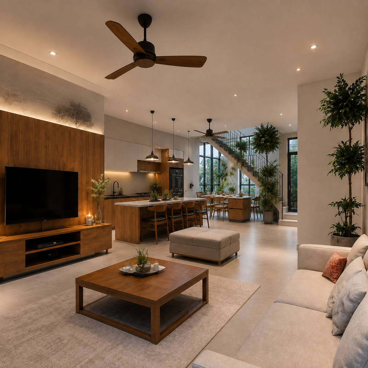 Phòng ngủ con với giường tầng và khu vui chơi